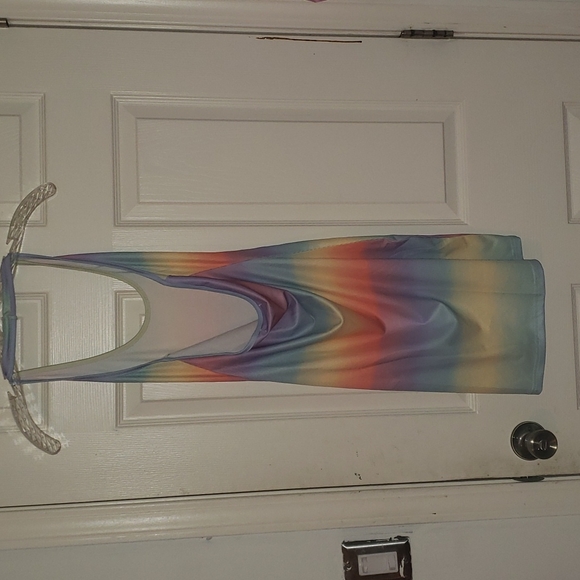 Shein Rainbow Bodycon Backless Halter Dress - Picture 2 of 3